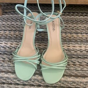 Mint green sage heeled sandals justfab